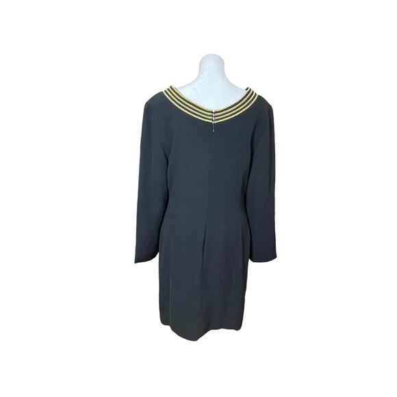 Bloomingdales Womens Long Sleeve Scoop Neck Dress Black Gold 8P Nautical Vintage - Picture 5 of 12